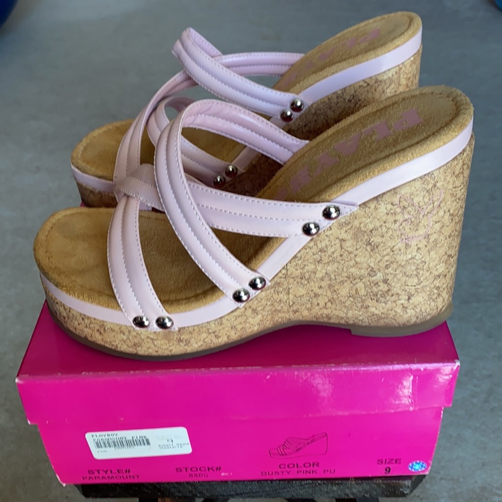 Playboy, Size 9, Pink, Wedges